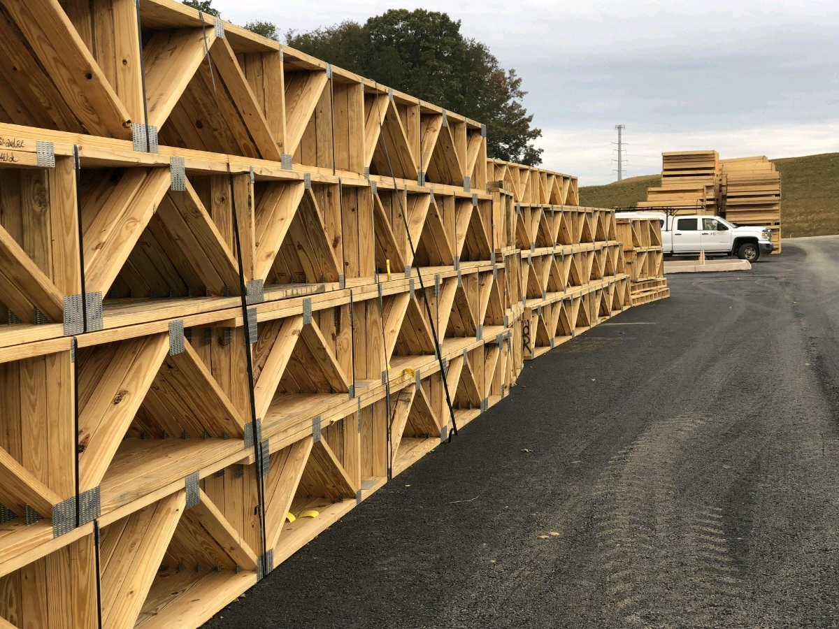 A rate of wooden boxed on the road